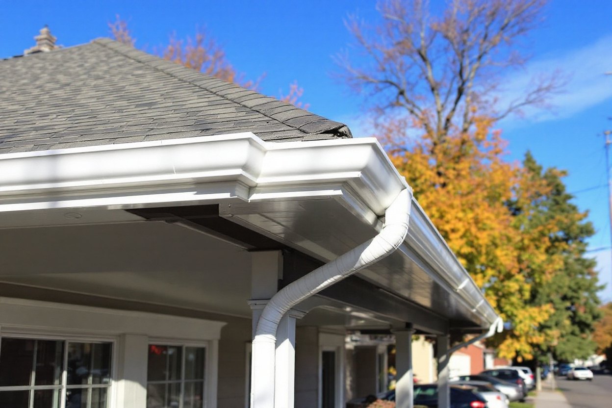 Clean seamless gutters and downspout on a Caldwell, Idaho home