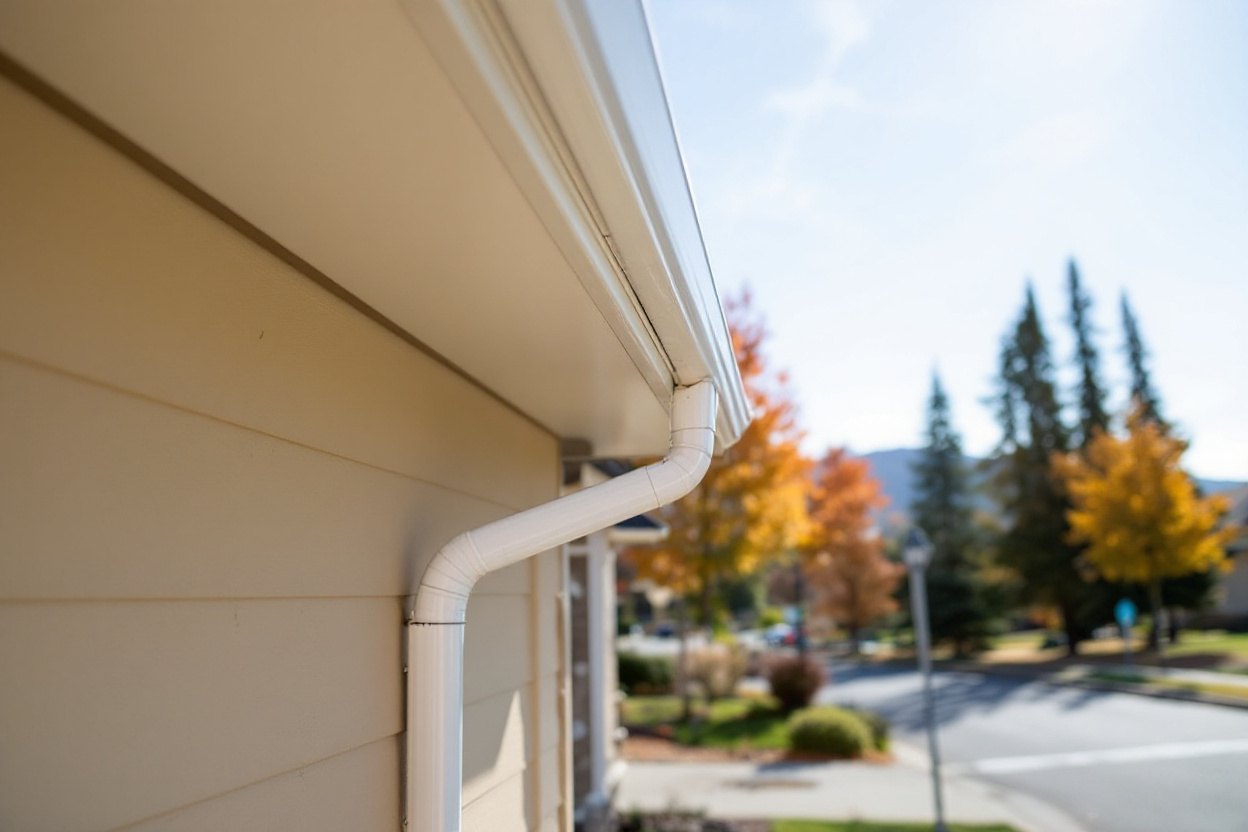 Clean seamless gutters and downspout on an Eagle, Idaho home