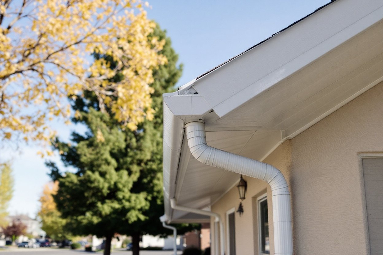 Clean seamless gutters and downspout on a Garden City, Idaho home