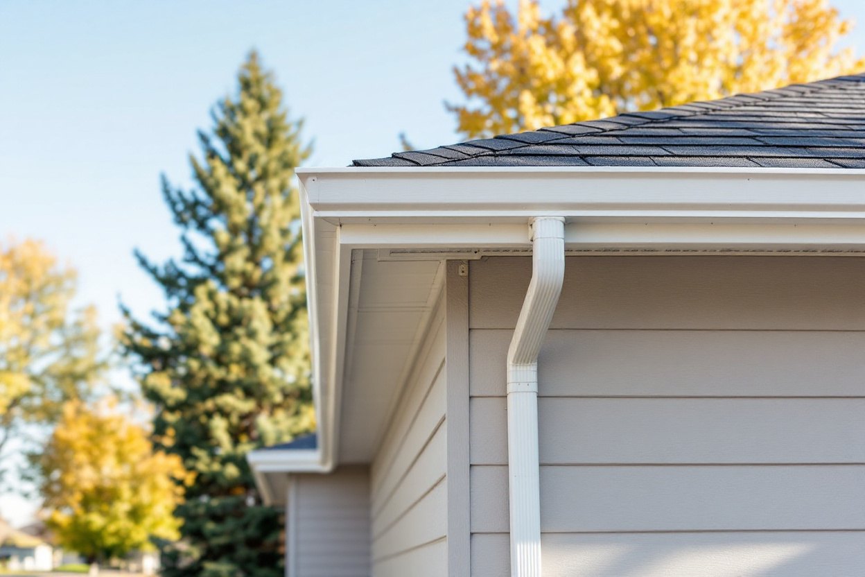 Clean seamless gutters and downspout on a Kuna, Idaho home
