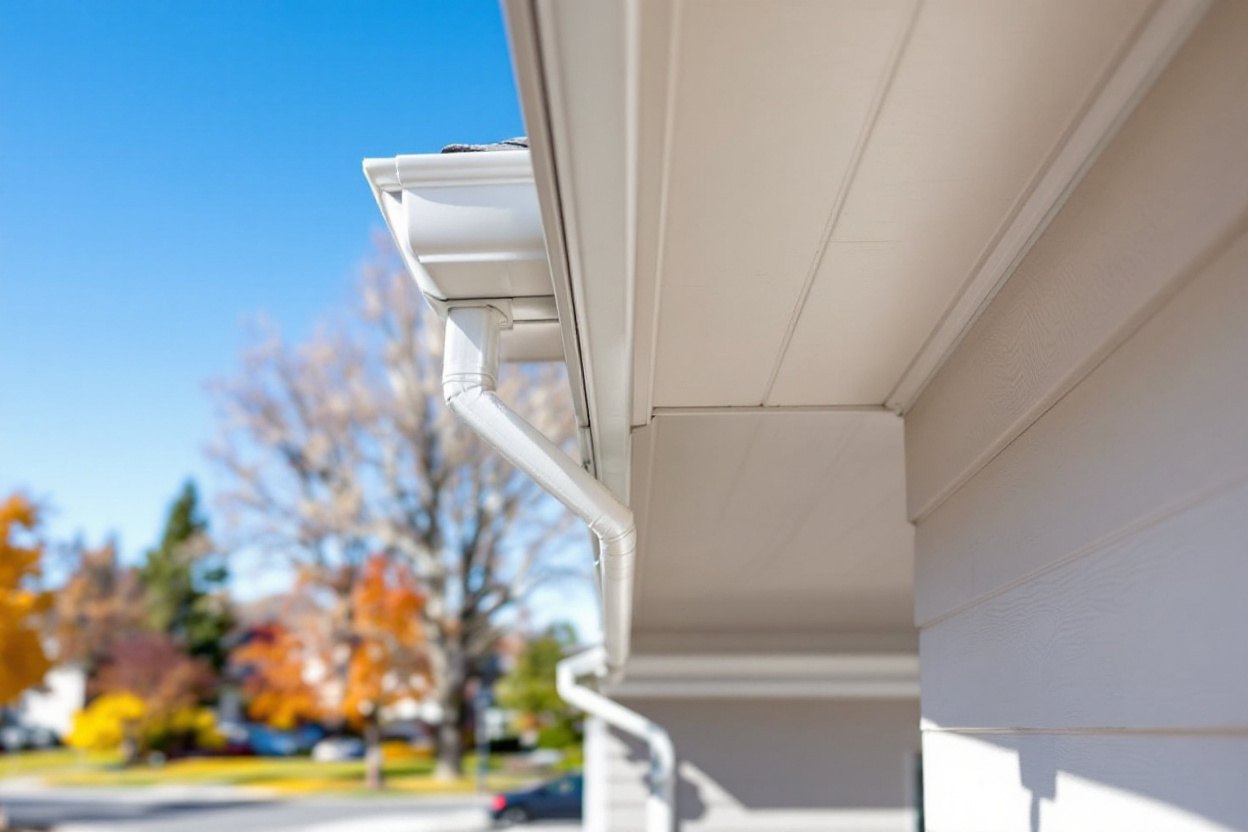 Clean seamless gutters and downspout on a Meridian, Idaho home